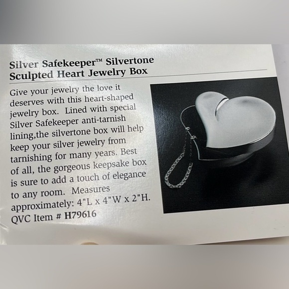Jewlery Box Trinket Silver  Safekeeper™ Silvertone Sculpted  Heart ❤️ Box - Picture 3 of 12